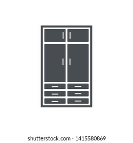 Wardrobe silhouette vector icon isolated on white background