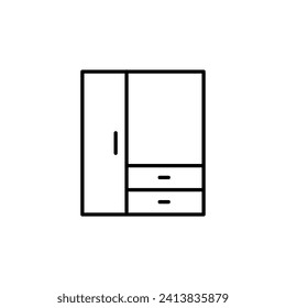 Wardrobe Simple Outline Symbol for Web Sites. Suitable for books, stores, shops. Editable stroke in minimalistic outline style. Symbol for design 