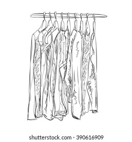 Wardrobe sketch. Clothes shop. 