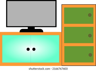 Vector de ilustración de armario y televisión