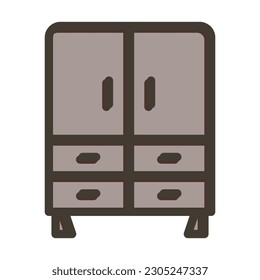 Wardrobe Thick Line Filled Colors For Personal And Commercial Use.
