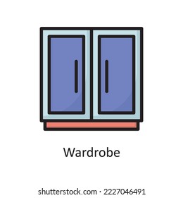 Wardrobe  Vector Filled Outline Icon Design illustration. Housekeeping Symbol on White background EPS 10 File