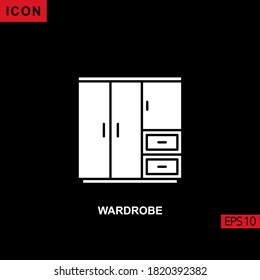 Wardrobe vector icon on black background. Illustration flat icon for graphic, print media interfaces and web design.