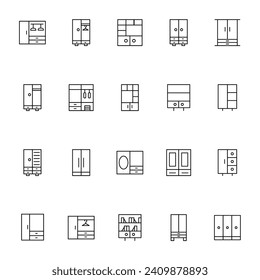 Wardrobe Vector Icons Collection. Suitable for books, stores, shops. Editable stroke in minimalistic outline style. Symbol for design 