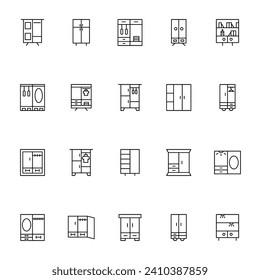 Juego de iconos de la línea del vector del armario. Perfecto para el diseño, infografía, sitios web, aplicaciones. 