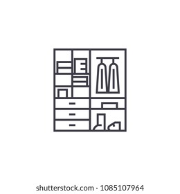 wardrobe vector line icon, sign, illustration on background, editable strokes