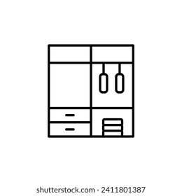 Wardrobe Vector Line Sign. Suitable for books, stores, shops. Editable stroke in minimalistic outline style. Symbol for design 
