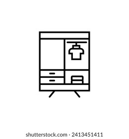 Wardrobe Vector Linear Icon. Perfect for design, infographics, web sites, apps