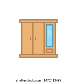 Wardrobe Vector Outline Filled Icon Style