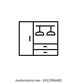 Wardrobe Vector Sign. Suitable for books, stores, shops. Editable stroke in minimalistic outline style. Symbol for design 