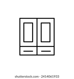 Wardrobe Vector Symbol for Advertisement. Suitable for books, stores, shops. Editable stroke in minimalistic outline style. Symbol for design 