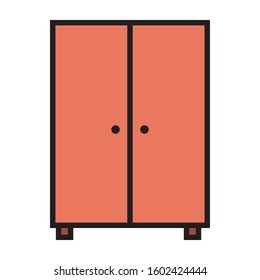 Wardrobe vector thin line color icon illustration isolated on white background