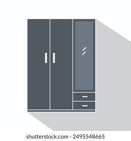 wardrobe vector, vektor lemari pakaian dengan dua pintu satu kaca