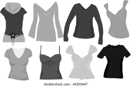 wardrobe women icons vector