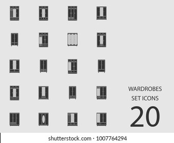 Wardrobes set of flat icons. Simple vector illustration