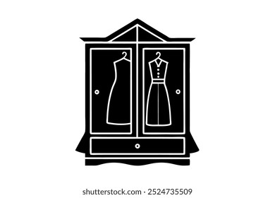 A wardrobes silhouette vector icon illustration on white background.	
