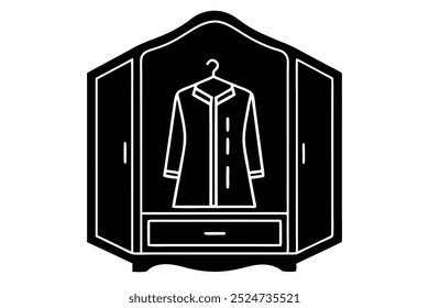 A wardrobes silhouette vector icon illustration on white background.	
