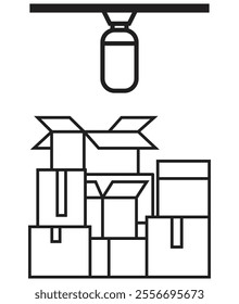 Ware house lamp icon. Illustration in black and white and vector format.