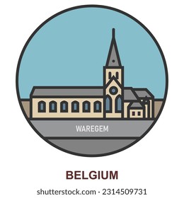 Waregem. Cities and towns in Belgium. Flat landmark