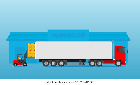 warehouse activity loading unloading forklift to truck transportation