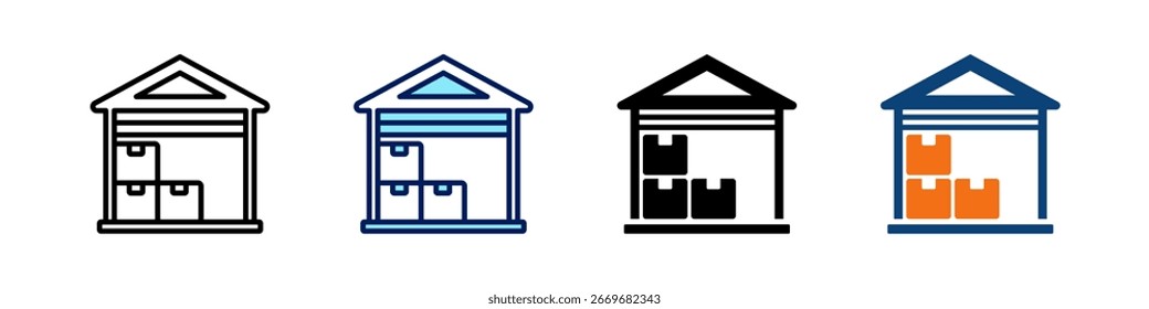 Lagerhaus Alles in einem Symbol Multi Styles Vektorsatz
