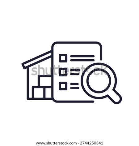 warehouse audit line icon, inventory search vector