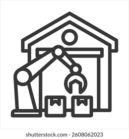 Warehouse Automation Outline Icon Vector Illustration