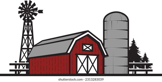 Warehouse barn vintage logo design. Countryside hand drawn logo