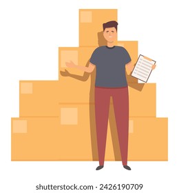 Warehouse box stack icon cartoon vector. Computer box. Container labor