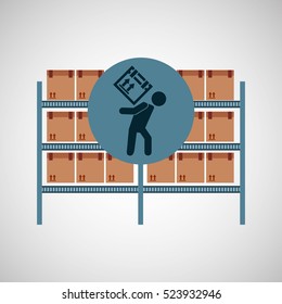 warehouse box woker design icon vector illustration eps 10