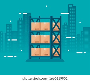 warehouse with boxes carton of delivery logistic service vector illustration design