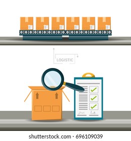 warehouse boxes and cheklist logistic shipping