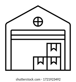 Warehouse With Boxes Icon - Illustration