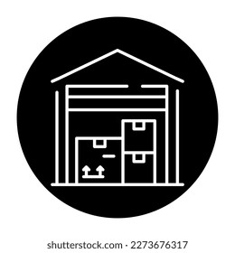 Warehouse with boxes сolor line icon. Pictogram for web page.