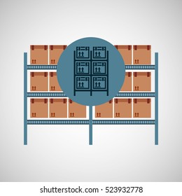 warehouse boxes on racks icon vector illustration eps 10