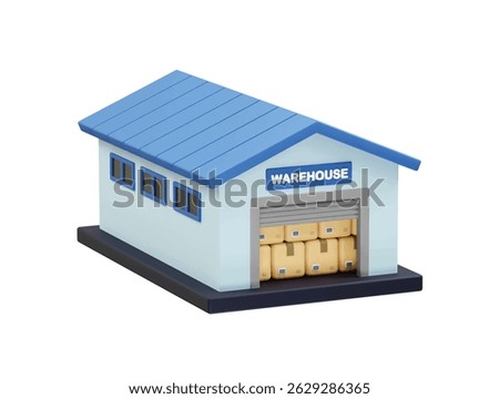 Warehouse with Boxes Ready for Delivery icon illustration rendering 3d
