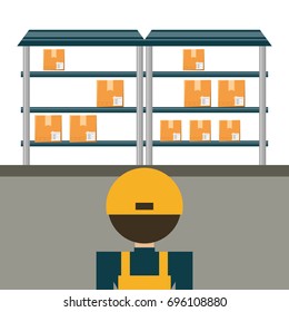 warehouse with boxes for shipping and logistic agent