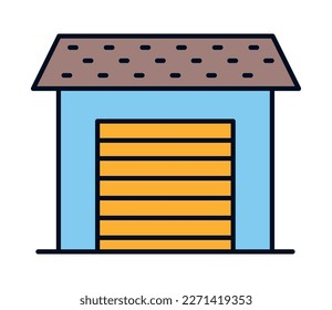 warehouse buildiing facade place icon