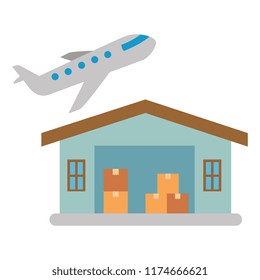 warehouse building with airplane