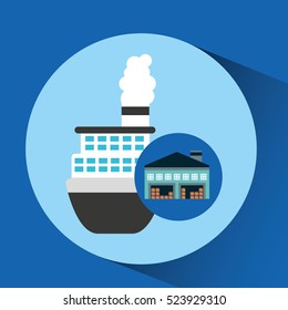 warehouse building boat shipping vector illustration eps 10