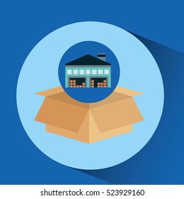 warehouse building cardboard box vector illustration eps 10