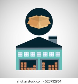 warehouse building cardboard box vector illustration eps 10