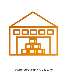 warehouse building with cargo container box on shelves
