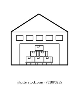 warehouse building with cargo container box on shelves