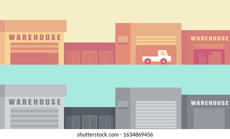 warehouse building and Container 2d vector