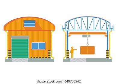 Warehouse Building, Cross Section Factory ,vector Illustration
