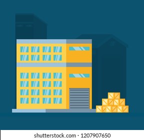 warehouse building with delivery boxes