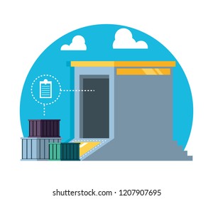 warehouse building with delivery boxes
