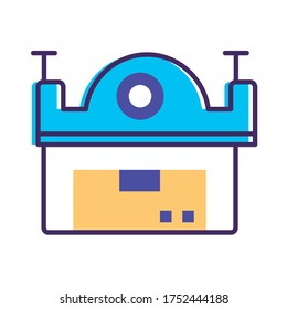 warehouse building facade delivery service line and fill style icon vector illustration design
