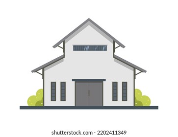 Warehouse Building. Front View. Simple Flat Illustration
